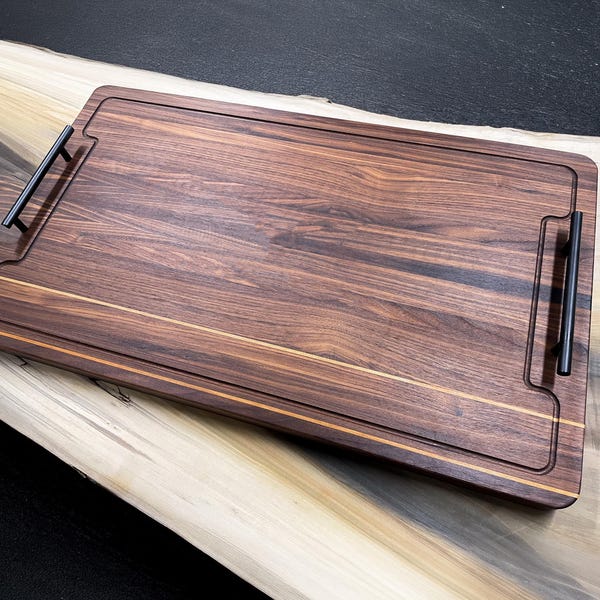 LARGE wood cutting boards with optional rubber feet CUSTOMIZABLE with names, logos, or your choice | meat carving board