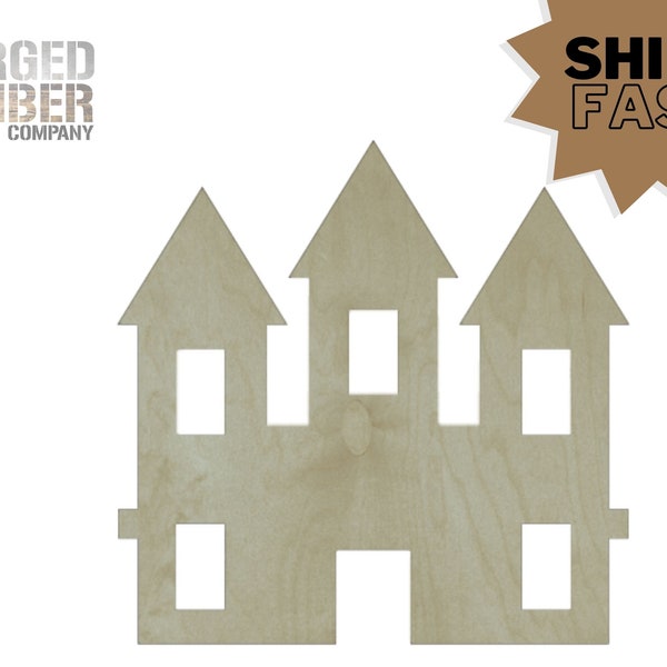 Castle | Unfinished Wooden Castle Shaped Craft Plywood Cutout 1/8" or 1/4" Thick