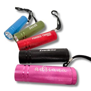 Personalized Mini Flashlight with Lanyard, Party Favor, Camping Gift