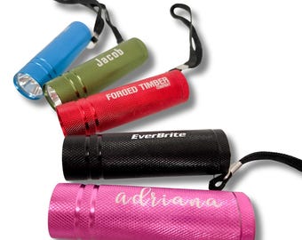 Personalized Mini Flashlight with Lanyard, Party Favor, Camping Gift