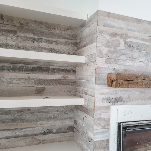 Whitewash Wood Wall Planks Rustic Reclaimed DIY Accent Wall Etsy