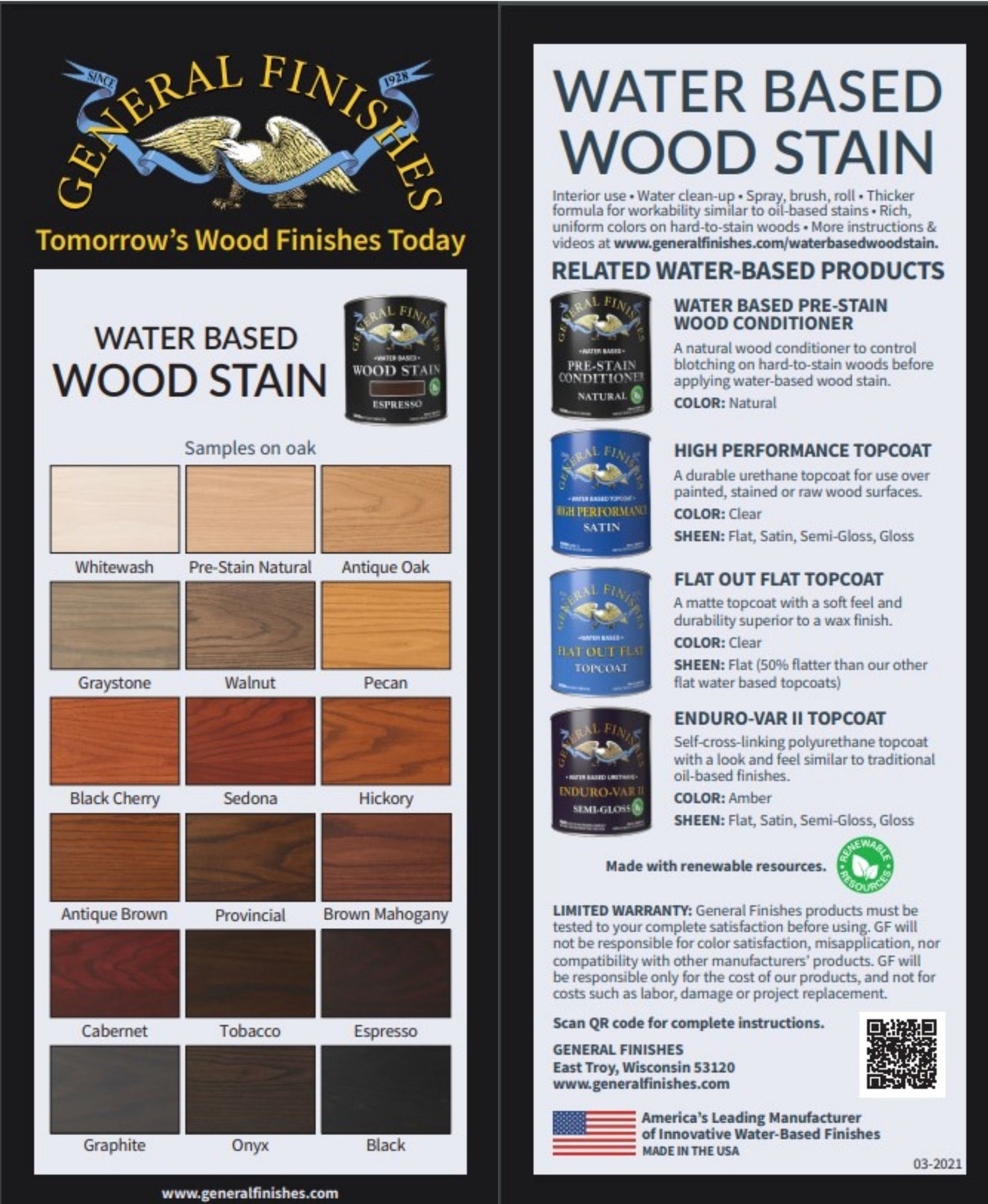 General Finishes Water Based Wood Stain Quart and Pint Etsy
