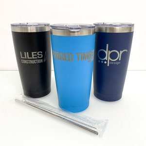 Personalized Tumbler your LOGO, 20 oz Laser Engraved with your logo, corporate gift cup tumbler, hot cold tumbler custom