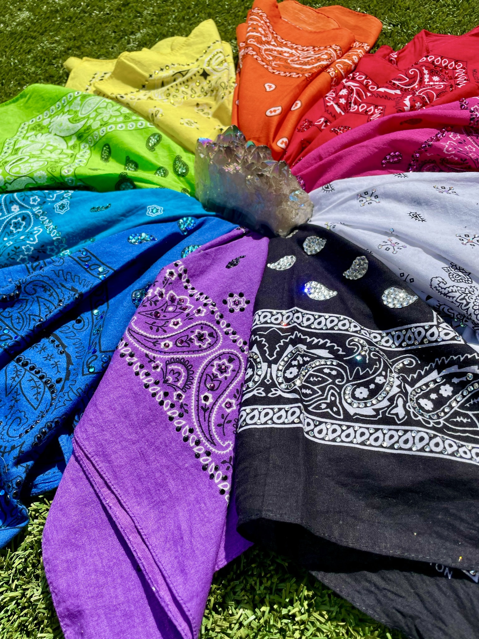 Upcycled Bandana With Rhinestones Genuine Swarovski Crystal Etsy UK