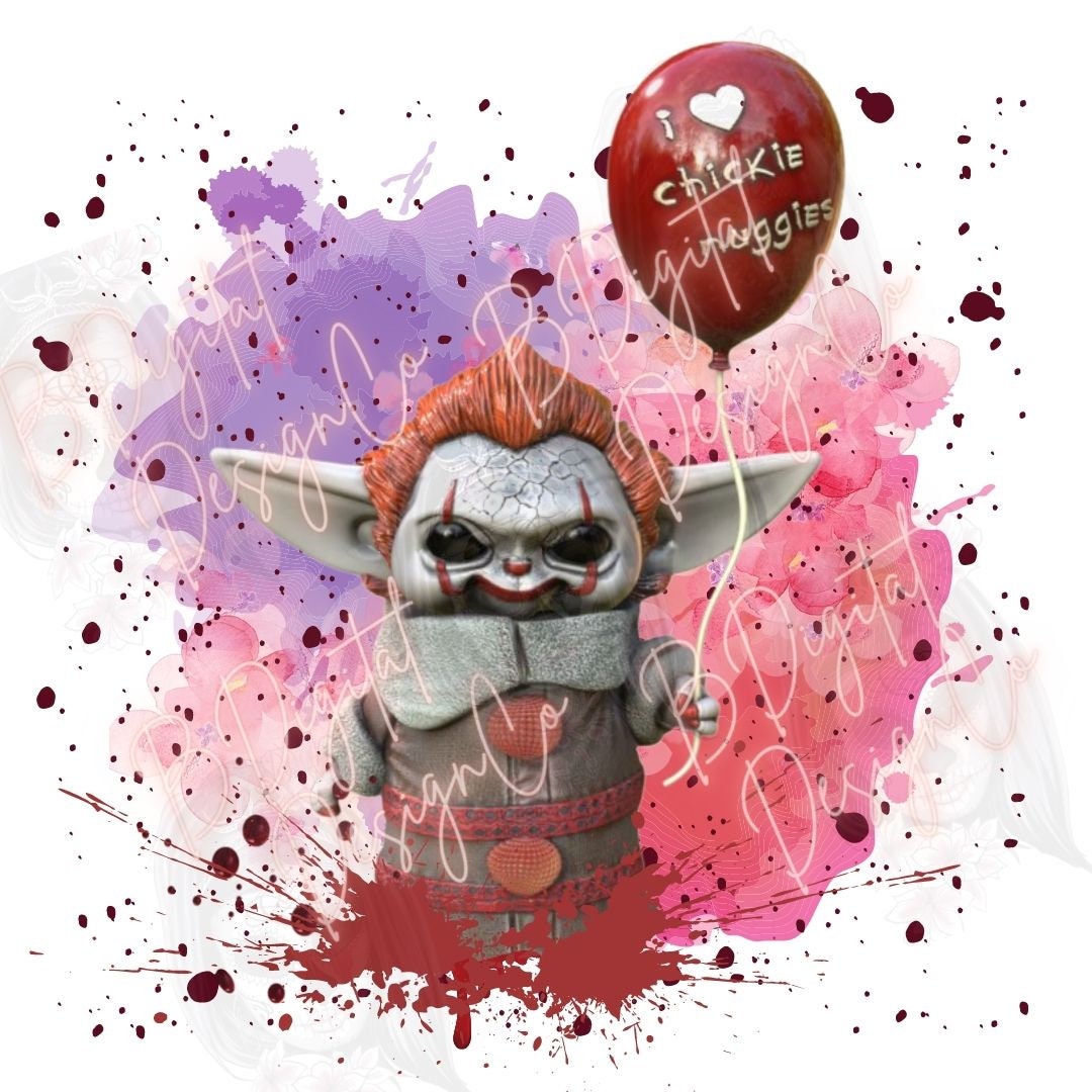 Baby Yoda horror Pennywise Halloween PNG digital design sublimation