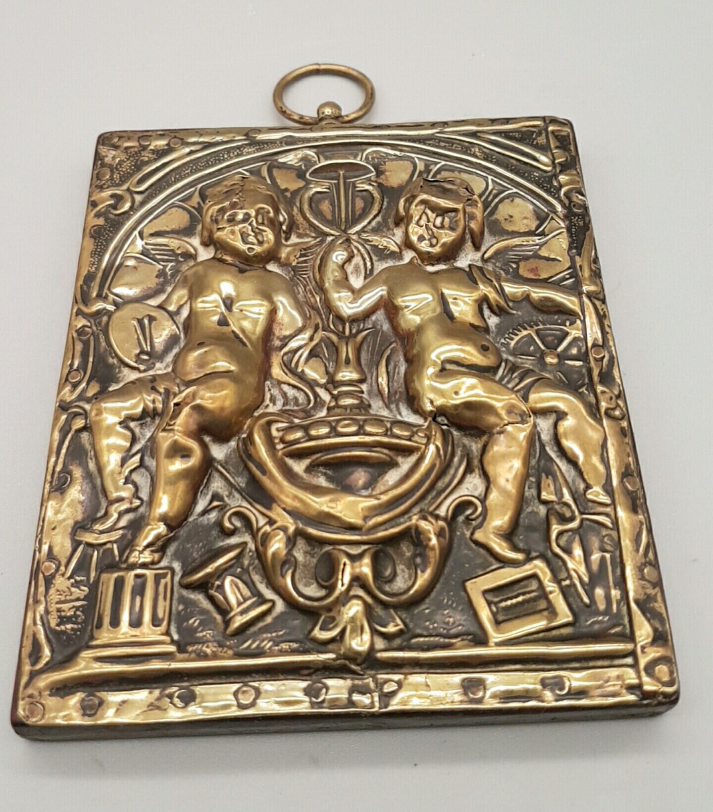 Early 19th Century Brass Wall Plaque Mounted on Wood Panel Etsy