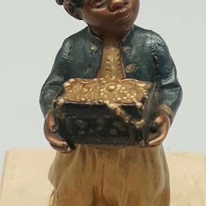 Antique Cold-Painted Bronze Arab Boy on Marble Base