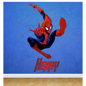 Spiderman Personalised Wall Sticker 58cm x 100cm Decal Children's Boy's Bedroom Decal Art Transfer