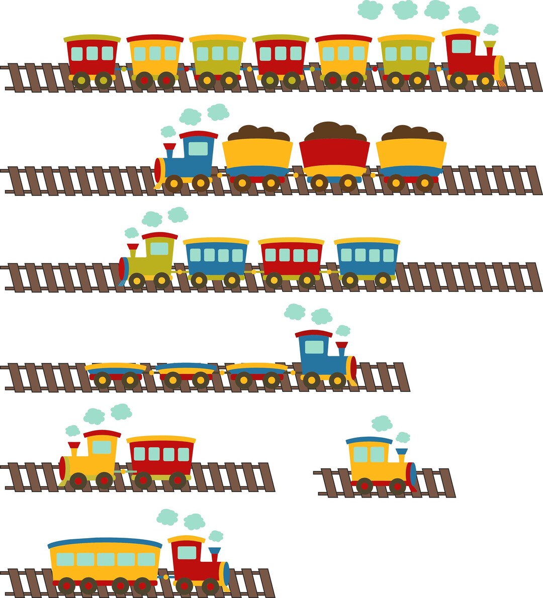 Cartoon Train Wall Stickers, Over 3 Meters Long, Kids Vinyl Declas Etsy