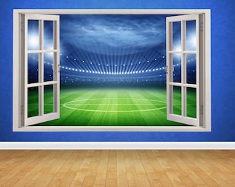 3D-Effect Football Stadium Window Wall Sticker, soccer, decal, decor, transfer