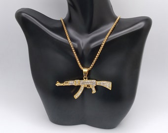 CZ Diamond AK47 Gun Charm Pendant 