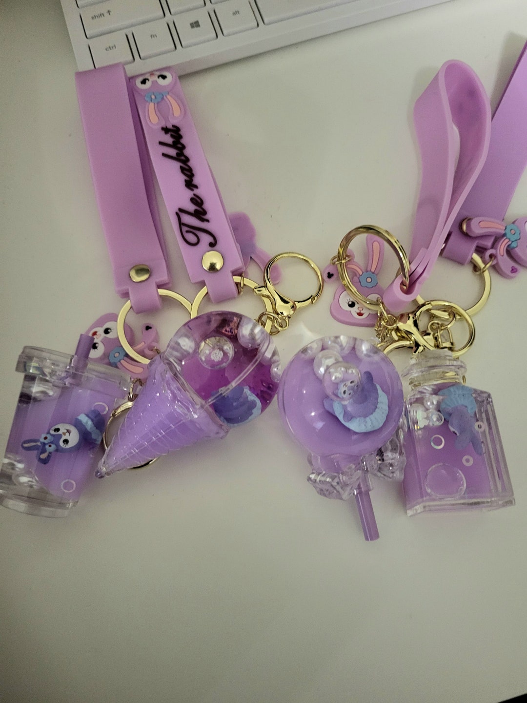Cute Lollipop Key Chain Kawaii Floating Liquid Keychain Cartoon Bubble ...