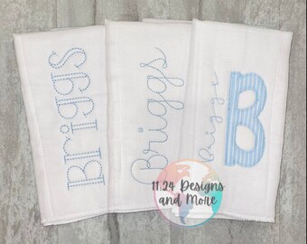 Monogrammed Burp Cloth Set, Personalized Embroidered Burp Cloth, Monogram Baby Burp Cloth, Personalized, Baby Coming Home, Cloth Diaper