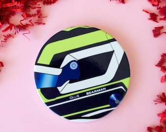 OB87 Helmet Coasters | F1 Inspired Home accessories | Haas Inspired | Superlicensed | Formula One Accessories | Ollie Bearman