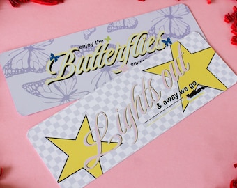 F1 Inspired bookmark set | Enjoy the butterflies | Lights out and away we go | Superlicensed | Formula One inspired bookmark