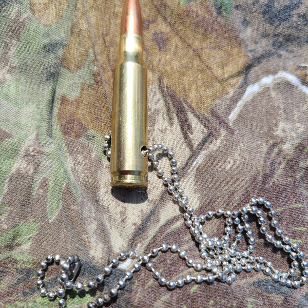 Real used bullet necklace, great for hunters, shooters, etc.  In 306, 223/556, and 300 blackout