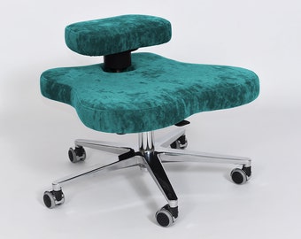Orthopedische bureaustoel voor rugklachten Orthopedic Desk Chair for cross legged sitting - COMFORT version_silver base_jade
