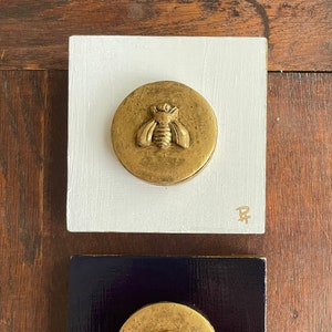 Bee Intaglio Small 4x4, wall art, bee decor, Napoleon bee