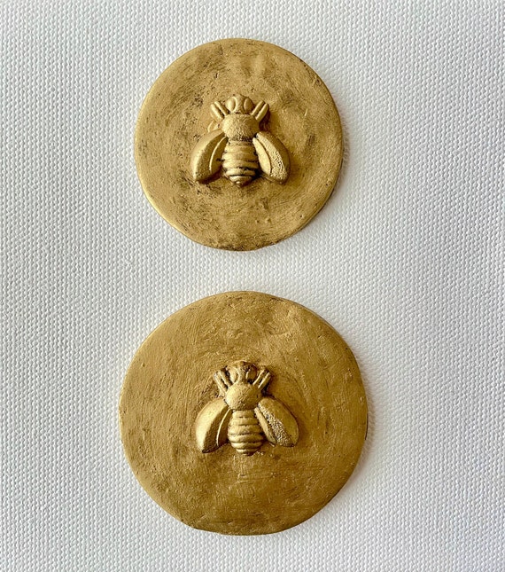 Handmade Gold Bee Intaglio: Small Antiqued Bee Art