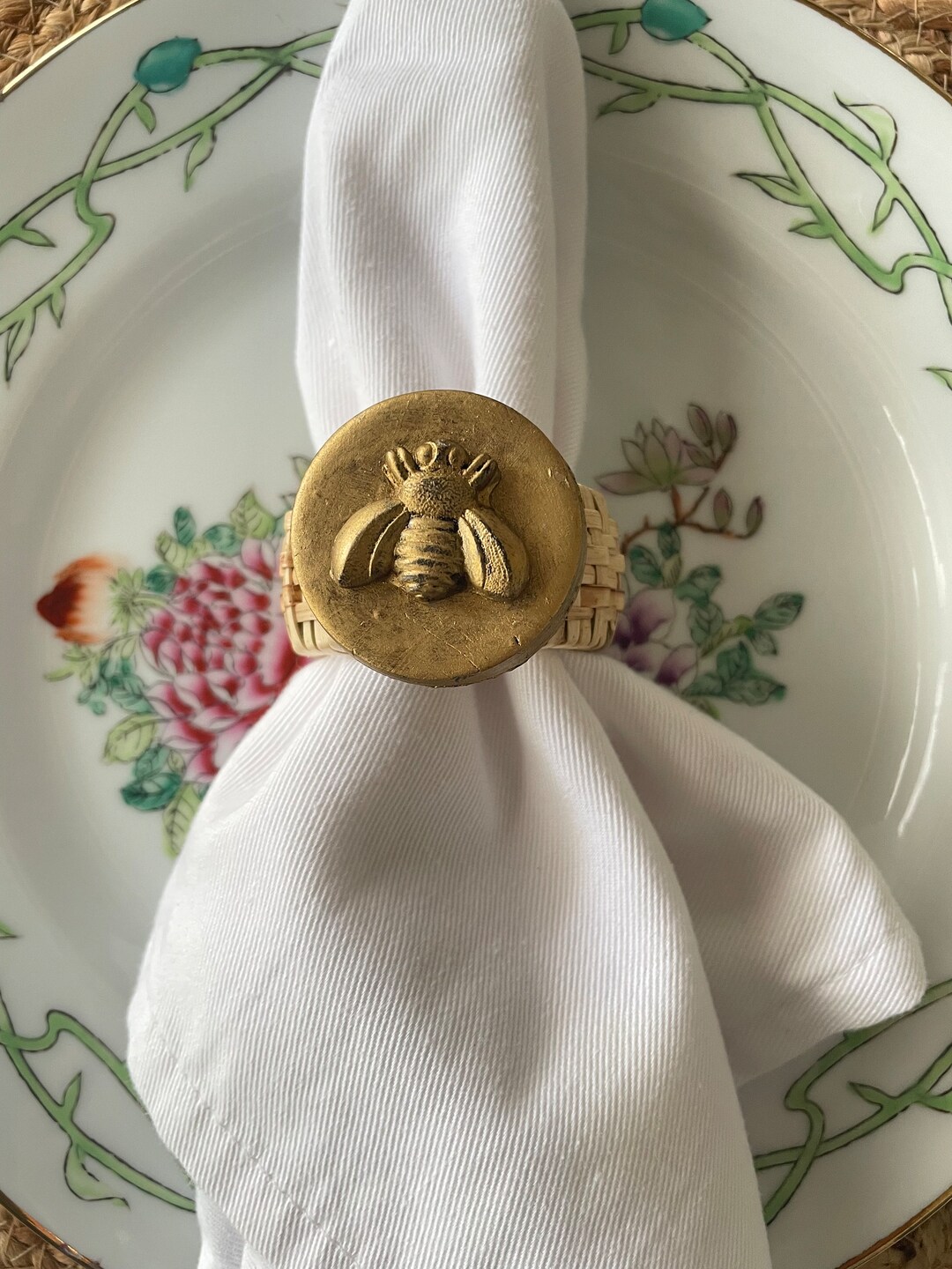 Bee Napkin Rings, Rattan Napkin Rings With Gold Bee, Table Decor, Etsy