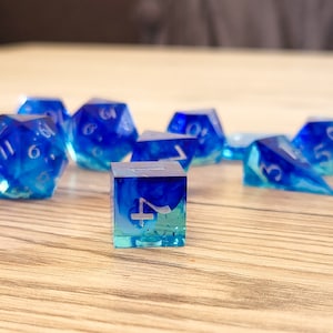 Deep ocean dice - handmade sharpedged dice