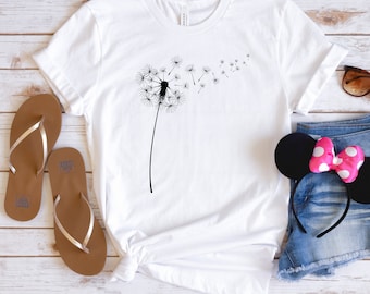 タンポポの花のTシャツ、野生の花のグラフィックTシャツ、自然シャツ