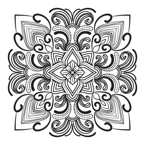 Mandala Coloring Page Stress Relief draw drawing paper digital | Etsy