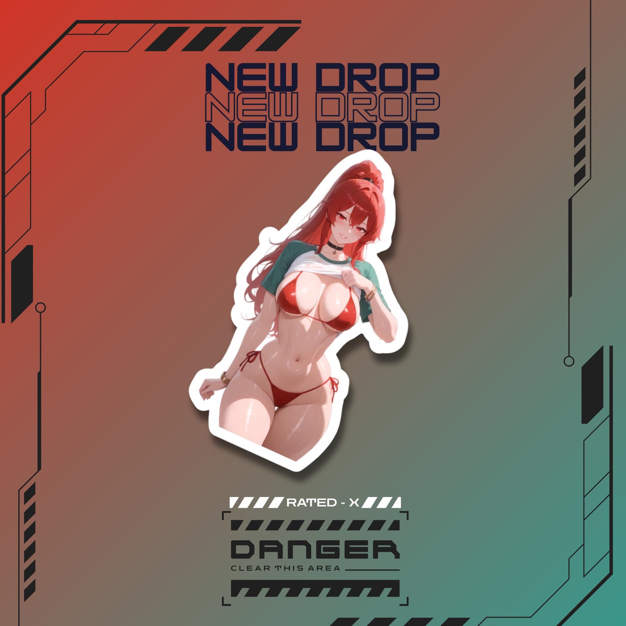 Adesivo in vinile Anime Rapi Red Hood: decalcomania costume da bagno Waifu