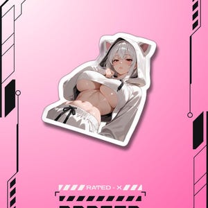 Katzen Mädchen Anime Waifu Sticker: Kiss-Cut Vinyl Sticker