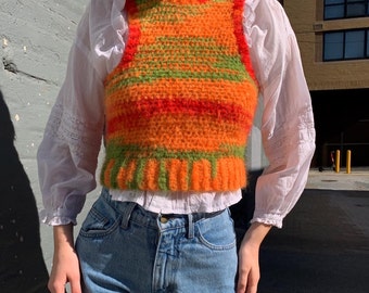 Citrus mohair crocheted vest