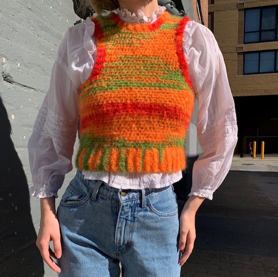 Citrus Mohair Crocheted Vest - Etsy