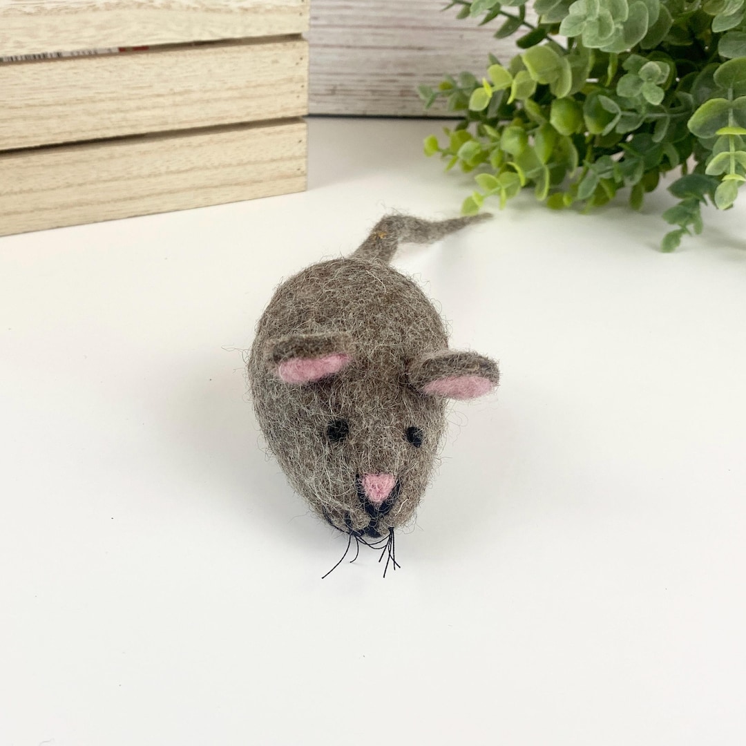 Handmade Felt Cat Toy Mouse With Rattle | Interactive Teaser Toy - Etsy
