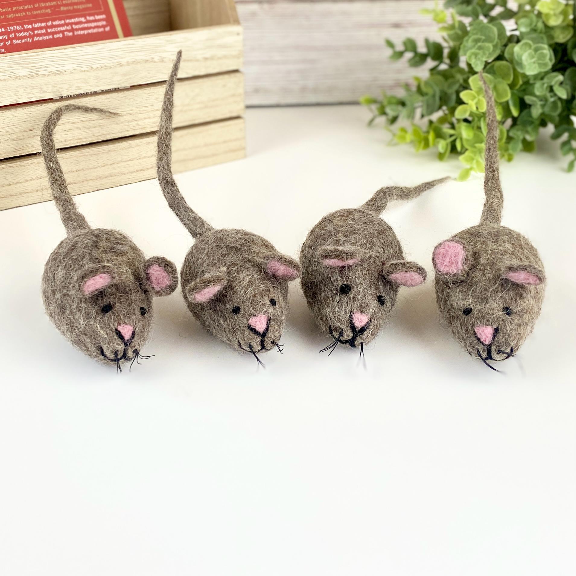 Handmade Felt Cat Toy Mouse With Rattle | Interactive Teaser Toy - Etsy