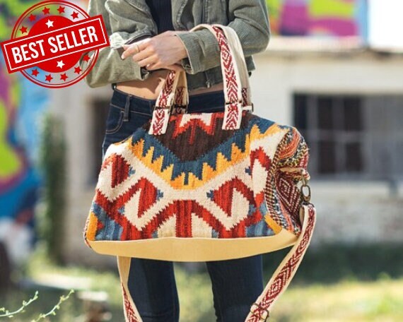Handmade Duffle Bag Southwestern Handbag Aztec Duffle Bag Tribal