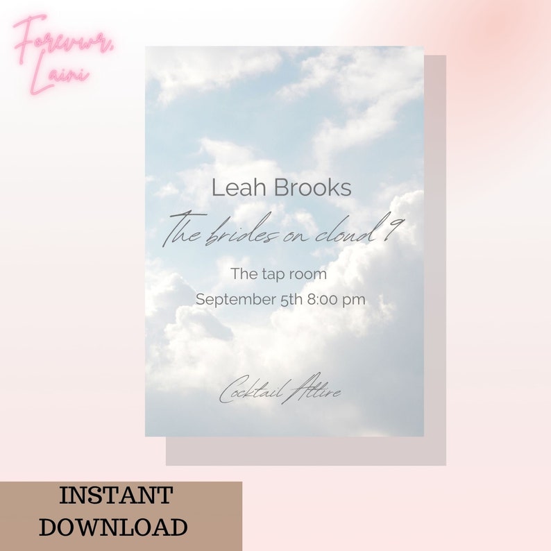 Bride is on Cloud 9 Bridal Shower Invite Dreamy Bachelorette - Etsy