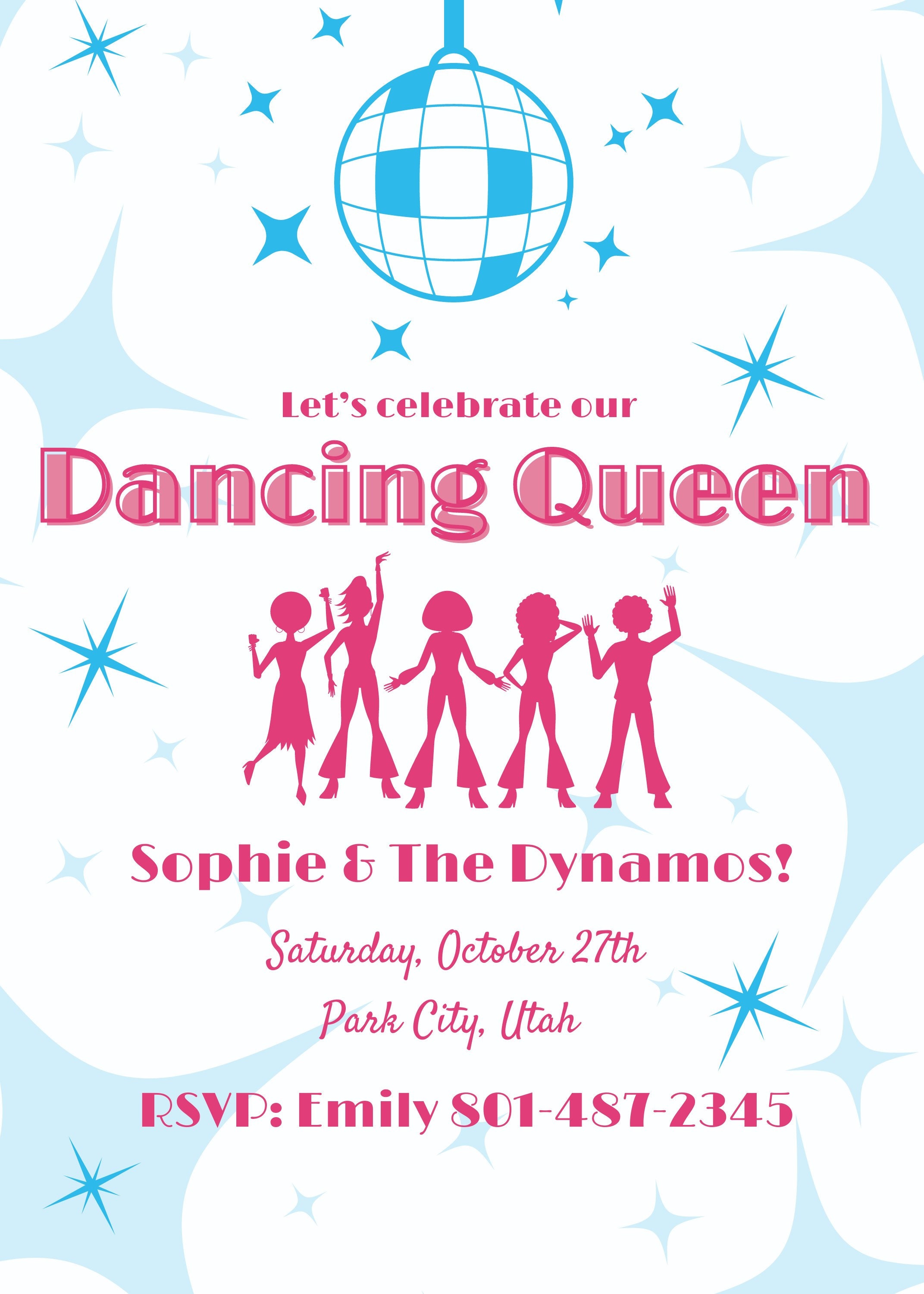 Dancing Queen Party Invite Mama Mia Themed Invite for Etsy