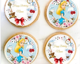 biscuits personnalisés sur le thème d'Alice au pays des merveilles