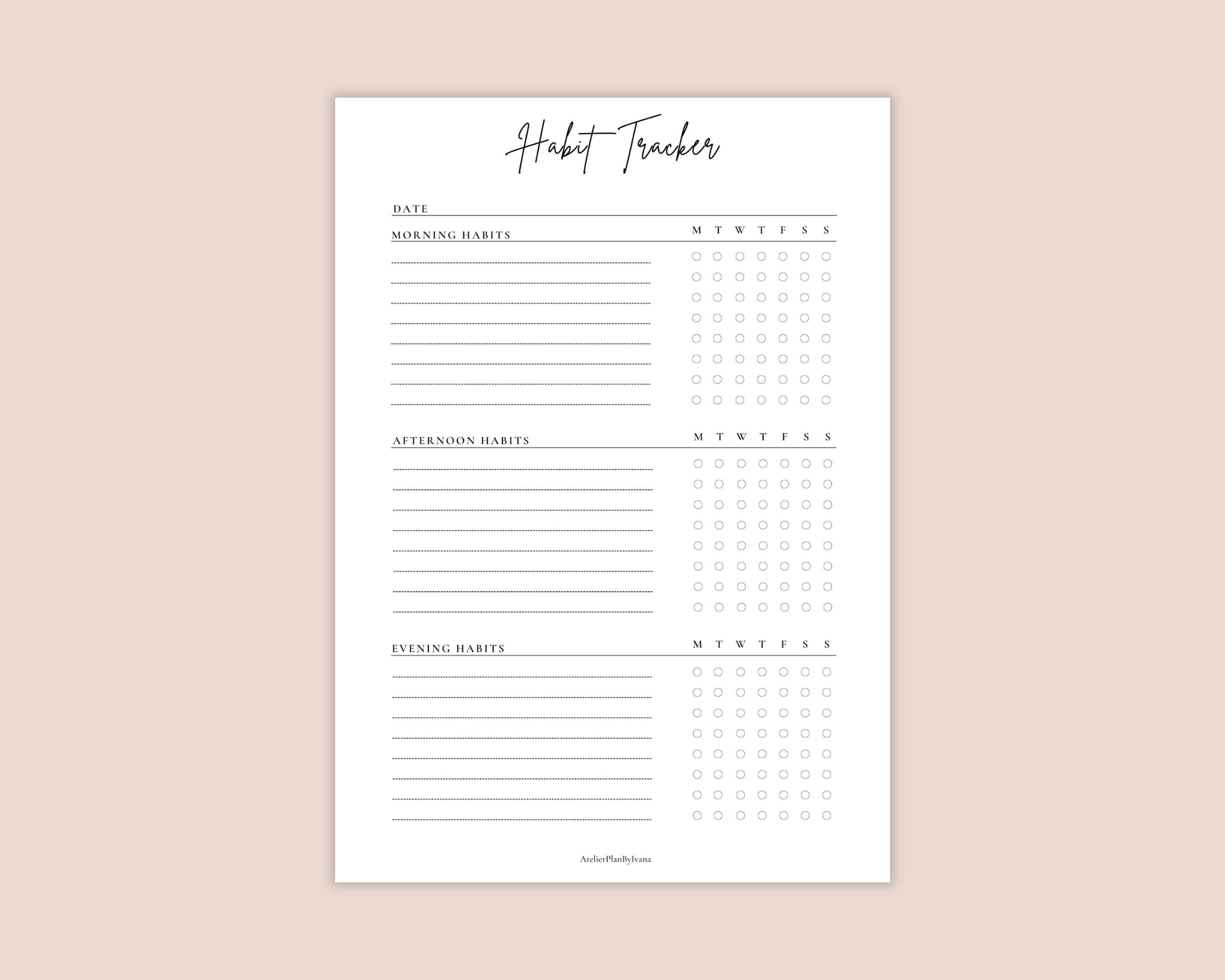 Habit Tracker Printable, Daily Routine Planner, Monthly, Weekly, Daily ...