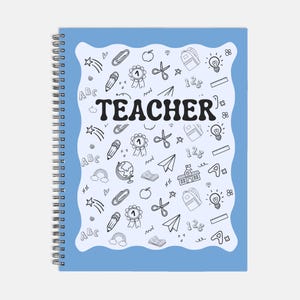 Teacher Doodle Planner – 8.5x11" Spiral Weekly Planner – Cute Back to School Teacher Gift – Hardcover Organizer Notebook