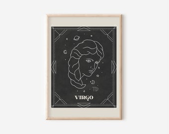 Virgo Astrology Zodiac sign print | star sign print | positive minimal poster wall art | astrology symbol poster