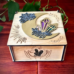 Handmade Wooden 2 Tier Wicca Triskel Desktop Drawers Triple Moon Witchy  Altar Drawers Tarot / Crystal Storage Box Manifestation Box 