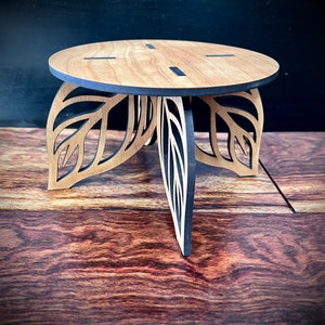 Handcrafted Leaf Plant Stand: Cherry Wood Veneer, Fits 6-Inch Pots
