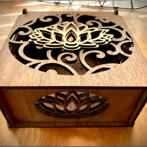 Wood Lotus Flower Box - Handmade Walnut Keepsake, Decorative Jewelry Storage, Unique Zen Gift, Mindful Spiritual Decor