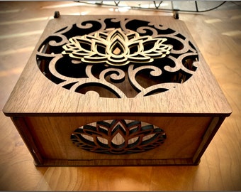 Wood Lotus Flower Box