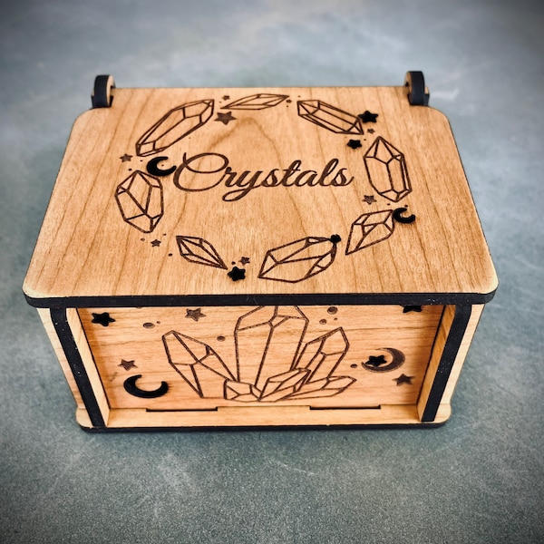 Wood Crystal Storage Box Etsy