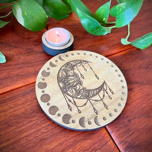 Moon Phase/ Moon Mandala Tealight Holder