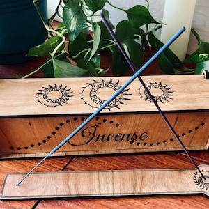 Sun and Moon Incense Box and Holder - Choice of wood and size