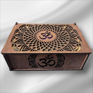 Large Handcrafted OM Mandala Box/ Meditation/Yoga/Tranquil Keepsake - 12x8x4 inches