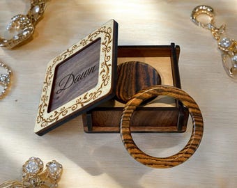 Handcrafted Solid Wood Bangle Bracelet - Bocote Wood – Includes Personalized Storage Box