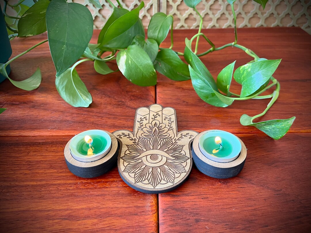Hamsa Hand Tealight Candle Holder Etsy